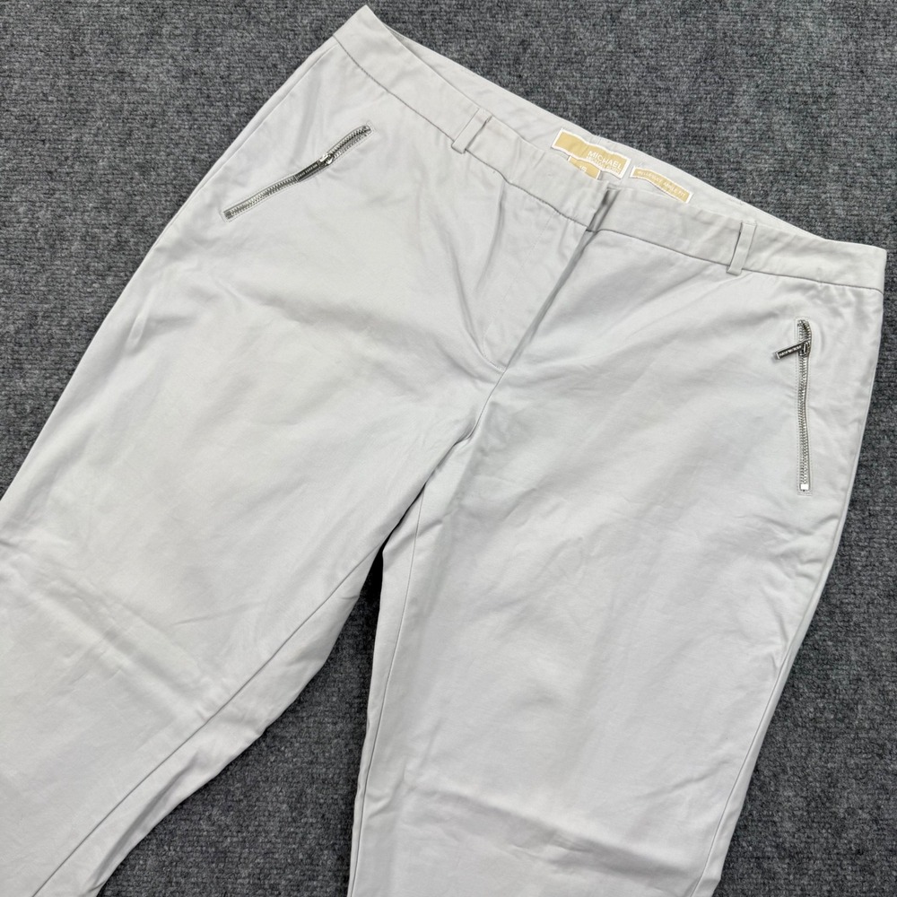 Michael Kors Wellesley Ankle Fit Pants‎ Women Size 16 Gray Zip Pockets Flaw